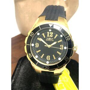 Invicta Women's Watch 17486 Angel Quartz Gold Black Rubber Band 38mm